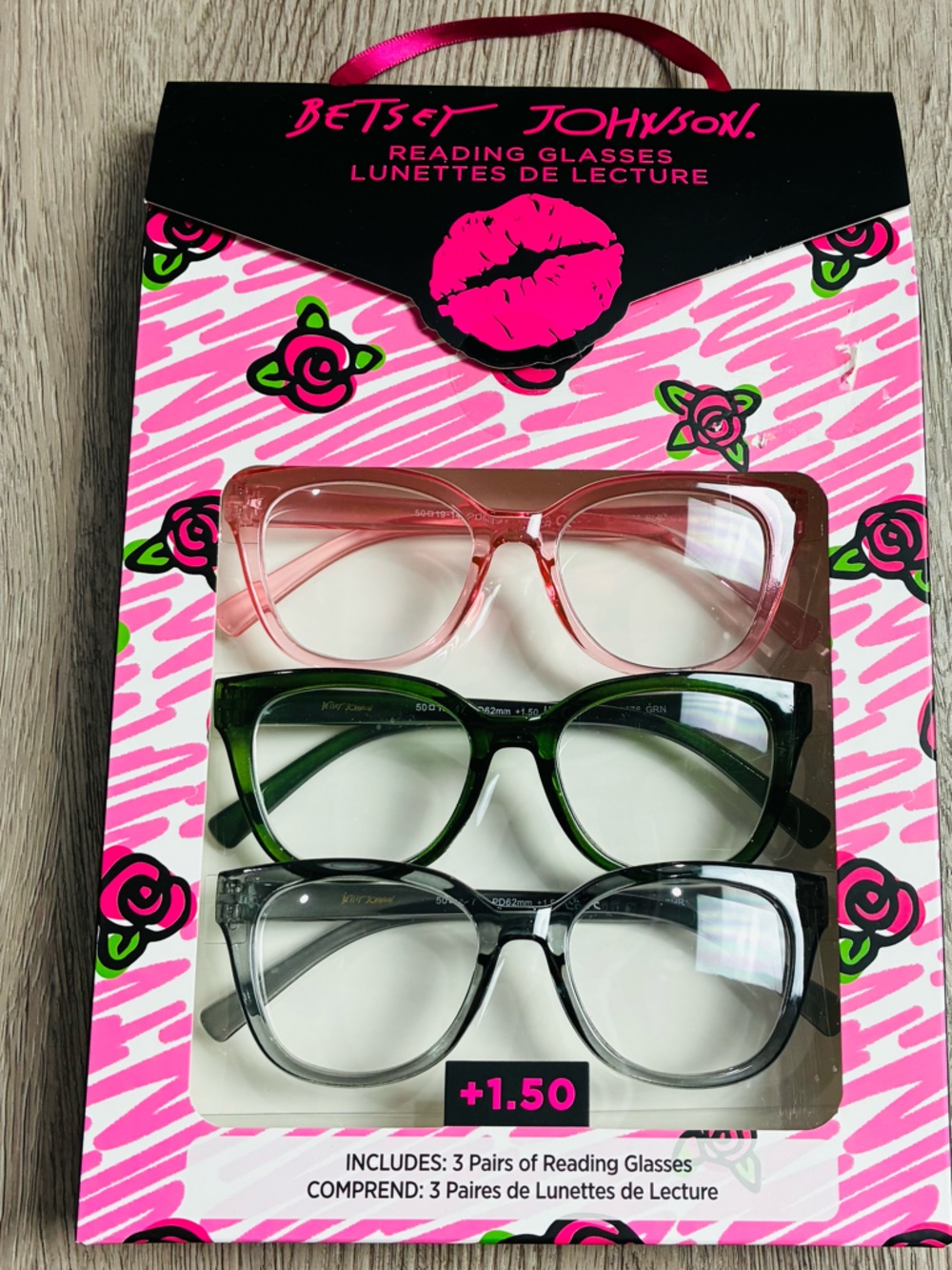 Betsey Johnson 3-Pack Reading Glasses Set (+1.50)